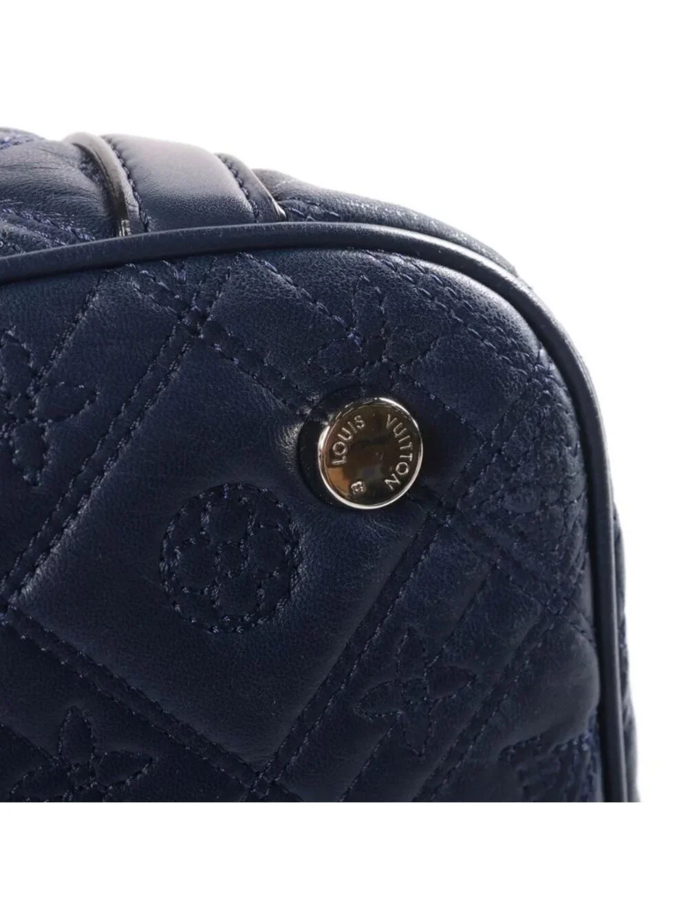Louis Vuitton Monogram Antia Ixia MM 2-Way Shoulder Bag Navy Leather Silver